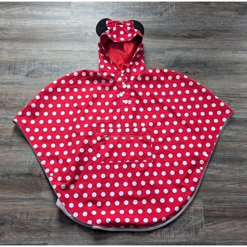 Disney Red & White Minnie Mouse Polka Dot Hooded Poncho